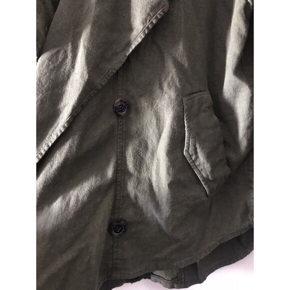 Love Tree Olive Green Linen Blend Open Front Shacket Convertible Sleeves Large - Picture 2 of 9